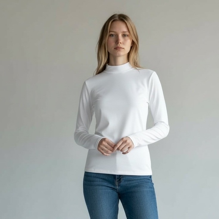 Dsg Women's Pure White Cwc Mock Neck L.S Moisture Wicking Top Shirt Large New